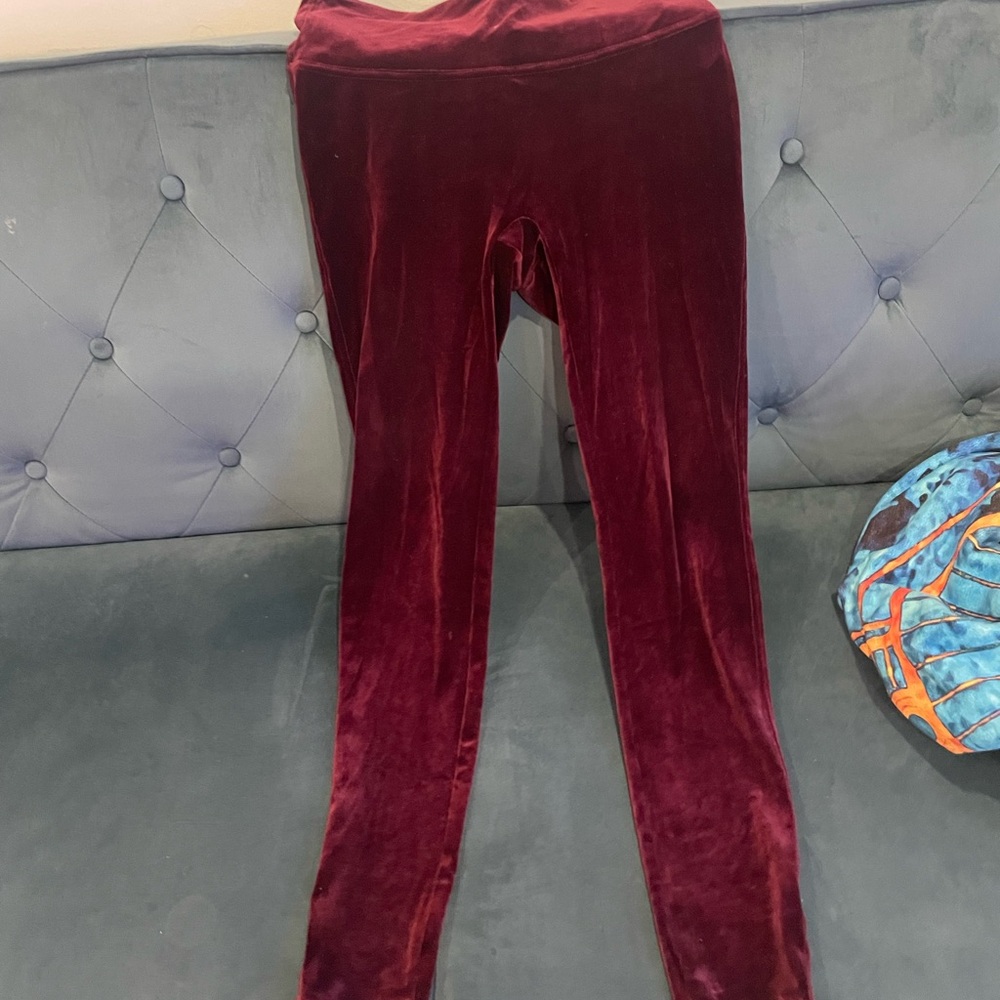 SPANX Red Velvet Leggings Luxurious Plush Texture